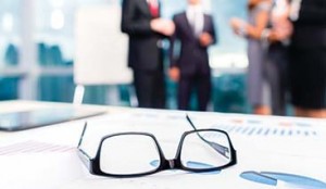 eyeglasses on a desk